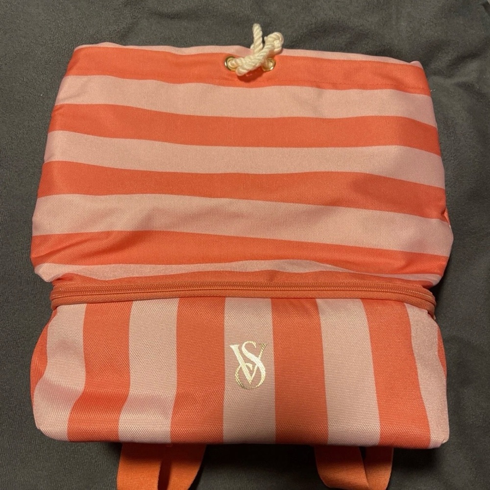 Victoria's Secret Coral and Pink Striped Tote